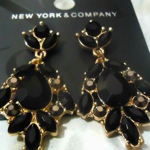 New York & Company Black Rhinestone Drop Earrings